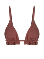 Haut de Bikini Texturé à Volants M Café
