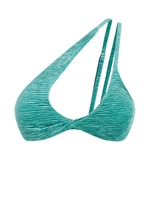 Haut de Bikini Tordu à Une Epaule en Velours M Bleu clair