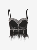 Haut de Bralette Plume Strass M Noir