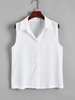 Haut de Cache-maillot de Plage sans Manches avec Boutons L Blanc