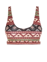Haut de Débardeur Bikini à Imprimé Aztèque Ethnique M Café