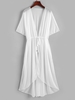 Haut de Plage en Mousseline à Manches Dolman avec Attaches Taille unique Blanc