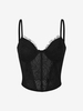 Haut de Soutien-Gorge à Bretelle en Dentelle Transparente M Noir