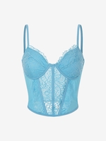Haut de Soutien-Gorge à Bretelle en Dentelle Transparente S Bleu clair