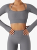 Haut de Sport de Yoga Séchage Rapide Manches Longues à Col Halter S Gris clair