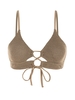 Haut de Tankini Texturé à Lacets S Café lumière