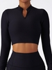 Haut de Yoga de Gym Côtelé à Demi-zip Xl Noir