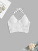 Haut en Crochet Frangé à Col Halter Taille unique Blanc
