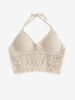 Haut en Crochet Frangé à Col Halter Taille unique Café lumière