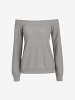 Haut en Tricot à Epaule Dénudée L Gris