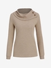 Haut en Tricot Côtelé Boutonné à Col Relevé L Café lumière