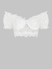 Haut Lingerie en Dentelle Transparente à Epaule Dénudée à Armature S Blanc