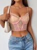 Haut Lingerie Fleuri en Dentelle Transparente à Armature M Rose clair