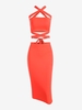 Haut Néon sans Dos à Lacets avec Jupe Mi-Longue Deux Pièces S Orange