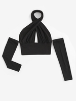 Haut Ouvert Au Dos à Manches Détachables à Col Halter S Noir