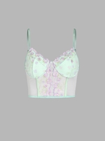 Haut Soutien-gorge en Dentelle à Broderie Florale L Vert clair