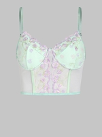 Haut Soutien-gorge en Dentelle à Broderie Florale M Vert clair