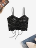 Haut Soutien-Gorge en Dentelle Transparente à Lacets S Noir