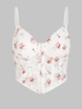 Haut Style Lingerie Corset à Bretelle Fleuri en Maille Transparente M