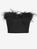 Haut Tube Bustier à Plume Sans Bretelle L Noir