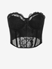 Haut Tube Corset Panneau en Dentelle en Maille à Armature S Noir