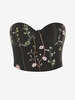 Haut Tube de Corset Fleuri Brodé à Armature L Noir