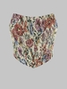Haut Tube Rétro Style Corset Fleuri à Lacets Au Dos à Ourlet Hanky S