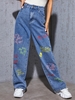 Jean Bouffant à Imprimé Lettre à Taille Haute L Bleu
