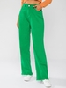Jean Bouffant Brillant à Taille Haute à Ourlet Effrangé M Vert