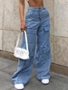 Jean Cargo à Coupe Basse Esthétique Y2K L Bleu