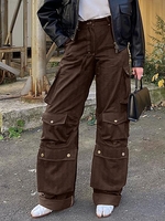 Jean Cargo à Taille Haute S Café profond