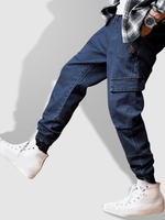 Jean Cargo Guitare Patch à Pieds de Poutre à Cordon L Bleu