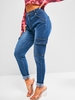 Jean Cargo Moulant à Taille Haute avec Poches à Rabat S Bleu profond