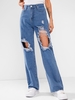 Jean Déchiré à Jambe Large Xl Bleu