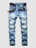 Jean Déchiré Délavé Coloré à Braguette Zippée 34 Bleu gris