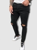 Jean Déchiré en Couleur Unie à Braguette Zippée Xl Noir