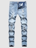 Jean Déchiré Jambe Droite à Braguette Zippée 2xl Bleu clair
