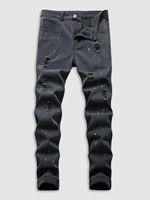Jean Déchiré Zippé en Denim avec Bouton 36 Noir graphite