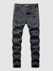 Jean Déchiré Zippé en Denim avec Bouton 40 Noir graphite