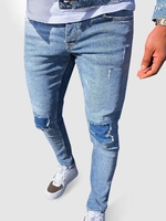 Jean Décontracté Déchiré Contrasté avec Poche Xl Bleu