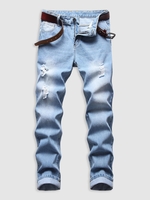 Jean Décontracté Déchiré Zippé avec Poches 34 Bleu clair