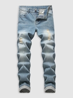 Jean Décontracté Déchiré Zippé avec Poches 34 Bleu clair