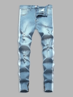 Jean Décontracté Jointif Zippé avec Poches 38 Bleu clair