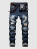 Jean Décontracté Vintage Déchiré Zippé 32 Bleu profond