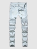 Jean Décontracté Zippé Déchiré avec Poches 36 Bleu clair