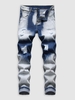 Jean Délavé Déchiré Zippé avec Bouton en Denim 40 Bleu clair