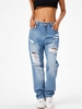 Jean Droit Déchiré à Taille Haute M Bleu clair