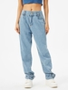 Jean Droit Ourlet Bouclé à Taille Haute S Bleu clair