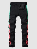 Jean Extensible Rayé Coloré à Braguette Zippé 34 Noir