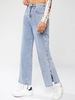 Jean Fendu Déchiré à Jambe Large S Bleu clair